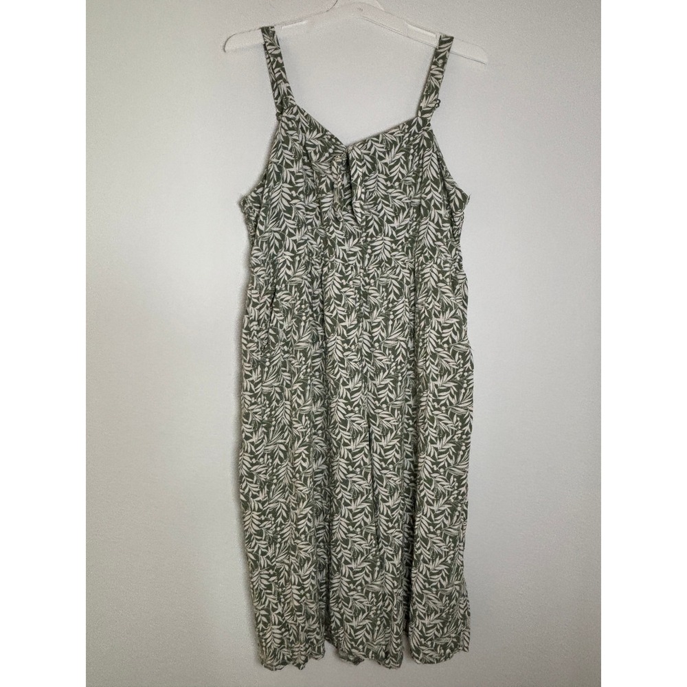As U Wish Womens 2X Green Tropical Leaf Print Smocked Wide Leg Jumpsuit Pocket